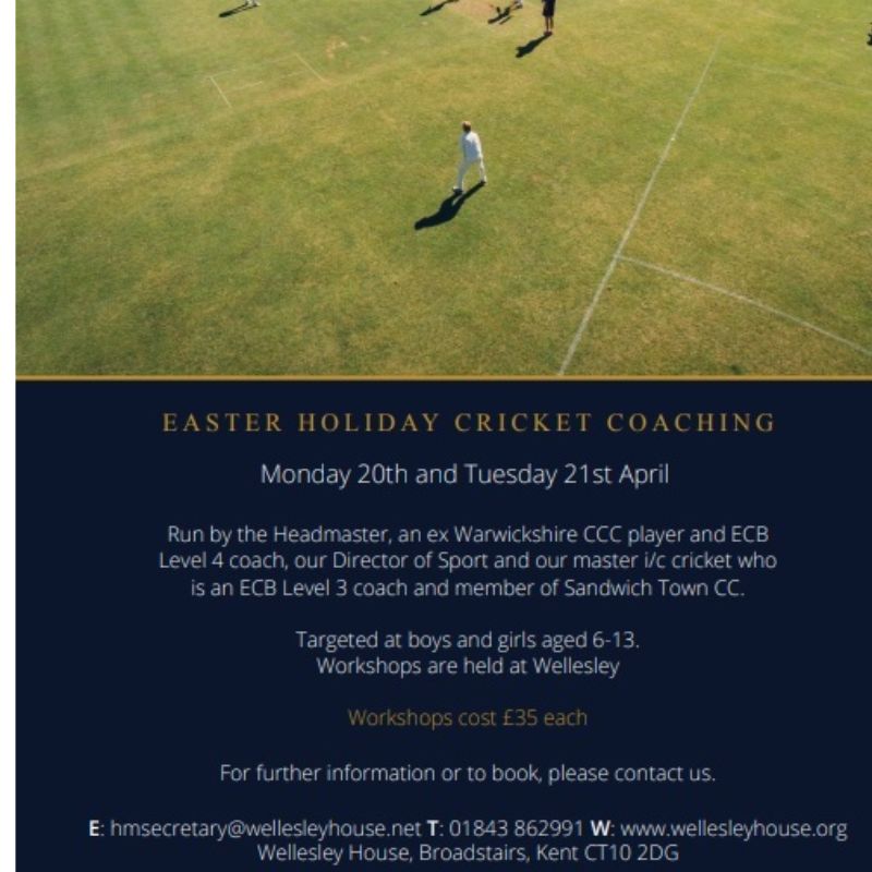 Image for the Wellesley House Easter Cricket Coaching news article
