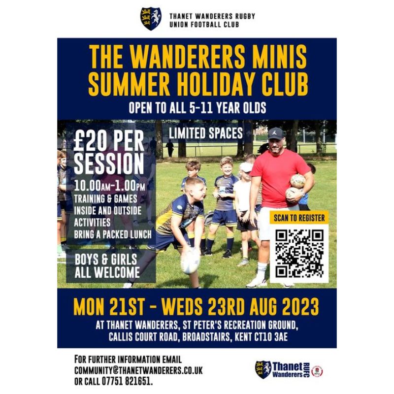 Image for the The Wanderers Minis Summer Holiday Club 21st to 23rd of August 2023 news article