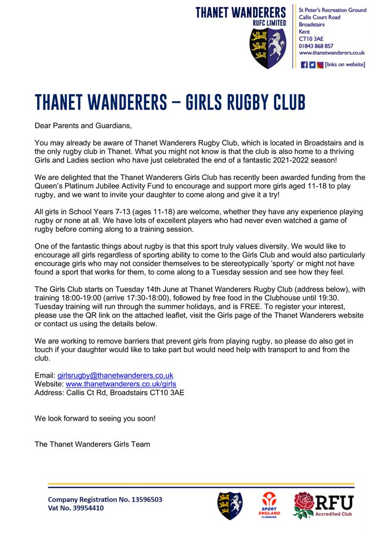 Image of TWRUFC-Girls Parent Guardian Letter Flyer
