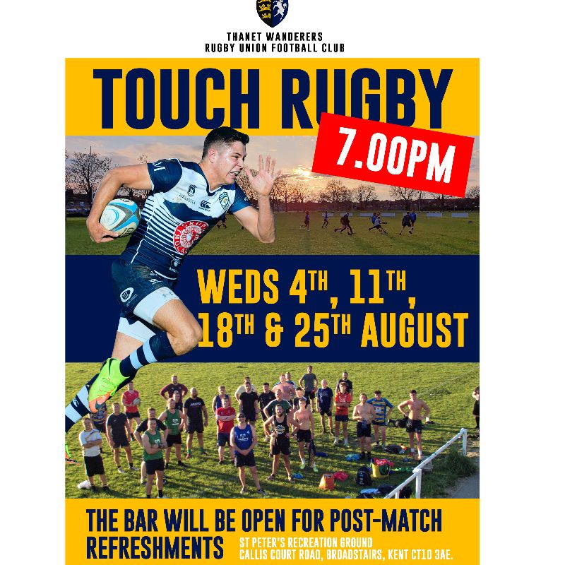 Touch Rugby will continue in August